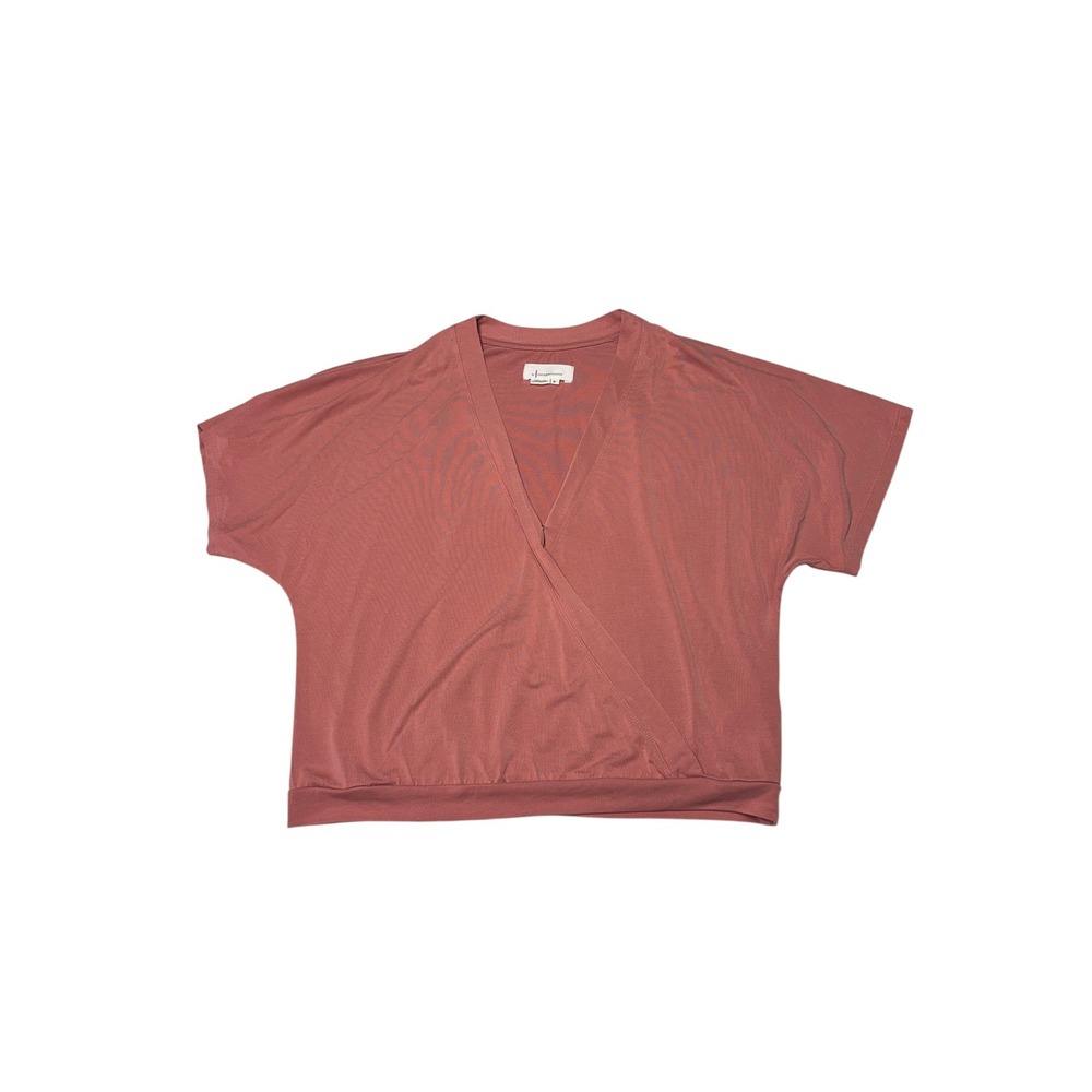 Anthropologie Surplice V-Neck Top Mauve Pink Modal‎ Blend Short Sleeve Womens M